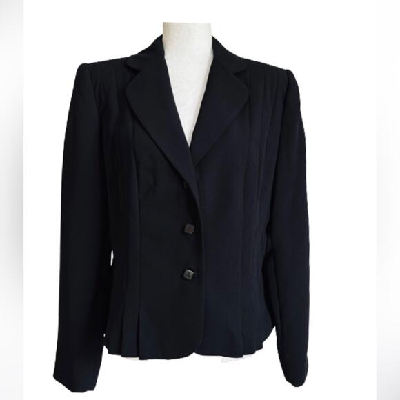 Giorgio Sant’Angelo Blazer Jacket Black Button Front Pleated Classic Size 12 - Picture 12 of 12